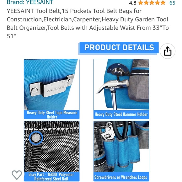 🔵NWT YEESAINT 15 pocket Toolbelt - Picture 2 of 6